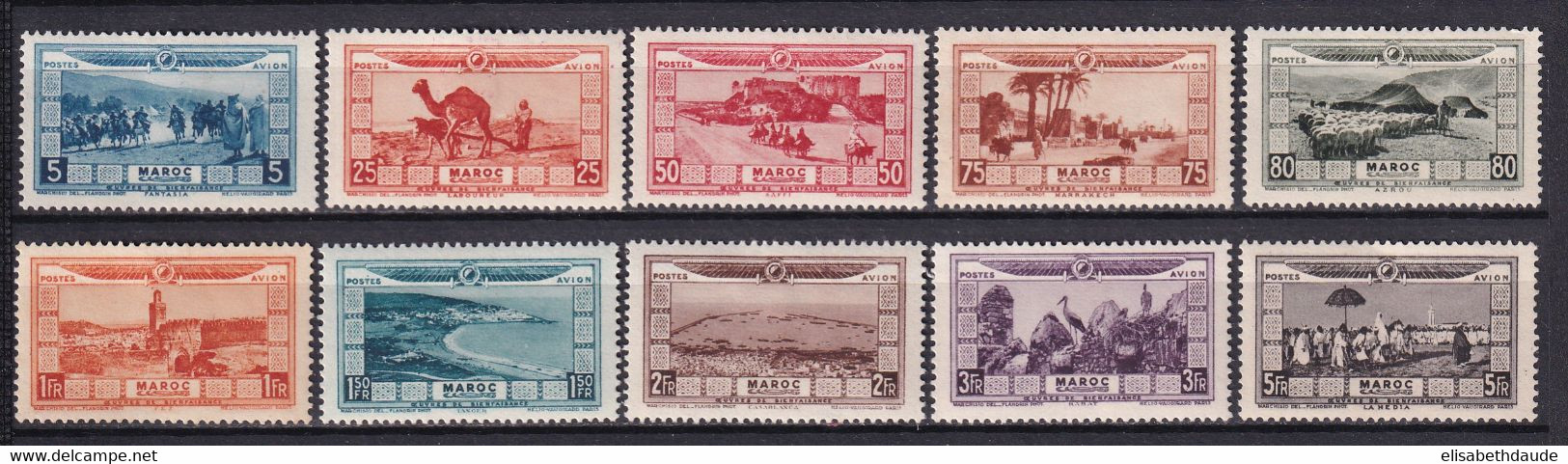 MAROC - 1928 - POSTE AERIENNE - SERIE COMPLETE YVERT N° 12/21 * MH - COTE 2022 = 70 EUR. - Neufs