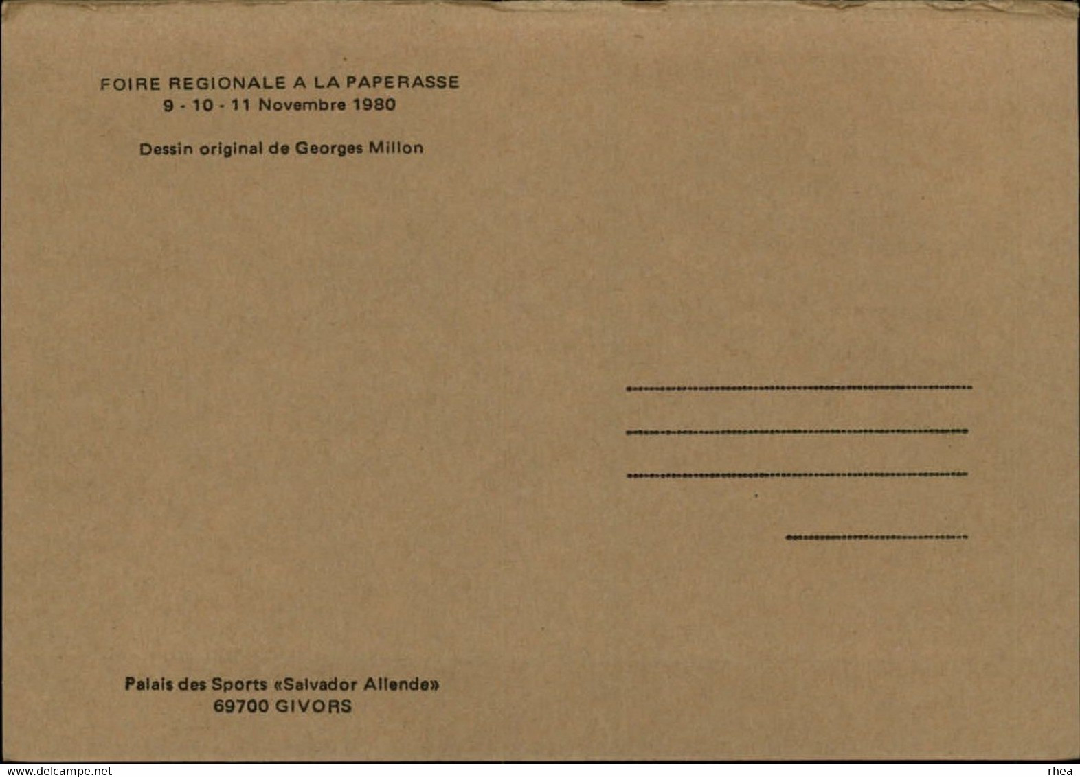 SALONS DE COLLECTIONS - 2 Cartes - Salon De Cartes Postales - Foire à La Paperasse De GIVORS - Dessin De Millon - 1980 - Bourses & Salons De Collections