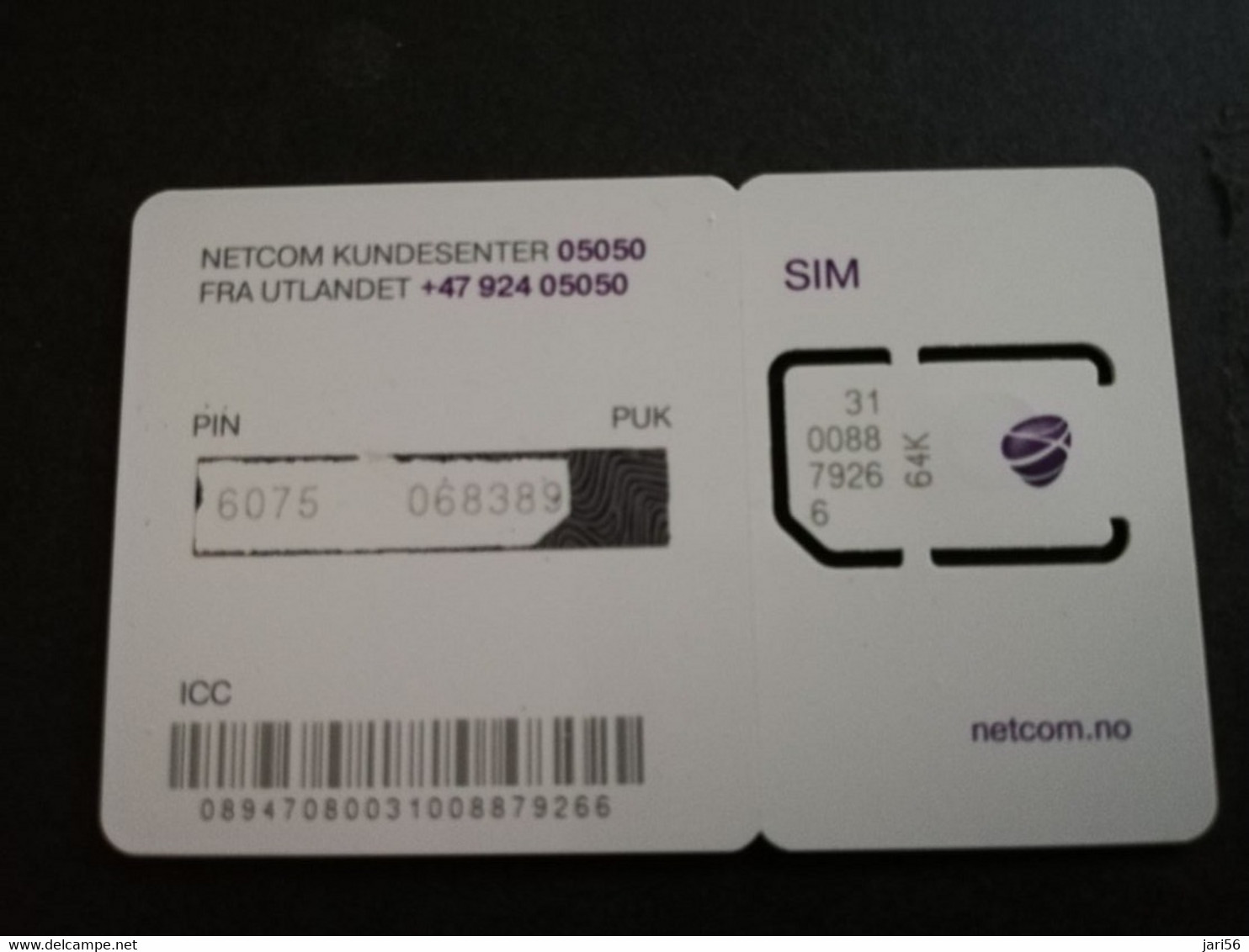 NORWAY NOORWEGEN / SIMCARD  NETCOM SIM TELENOR / WITH CHIP  ** 4740** - Norvegia