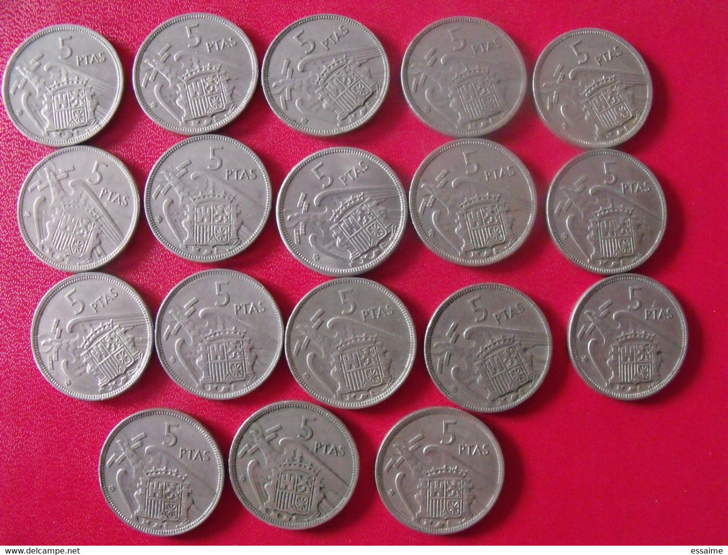 Espagne Spain Espana. Lot De 18 Pièces De 5 Pesetas 1957. Franco - 5 Pesetas