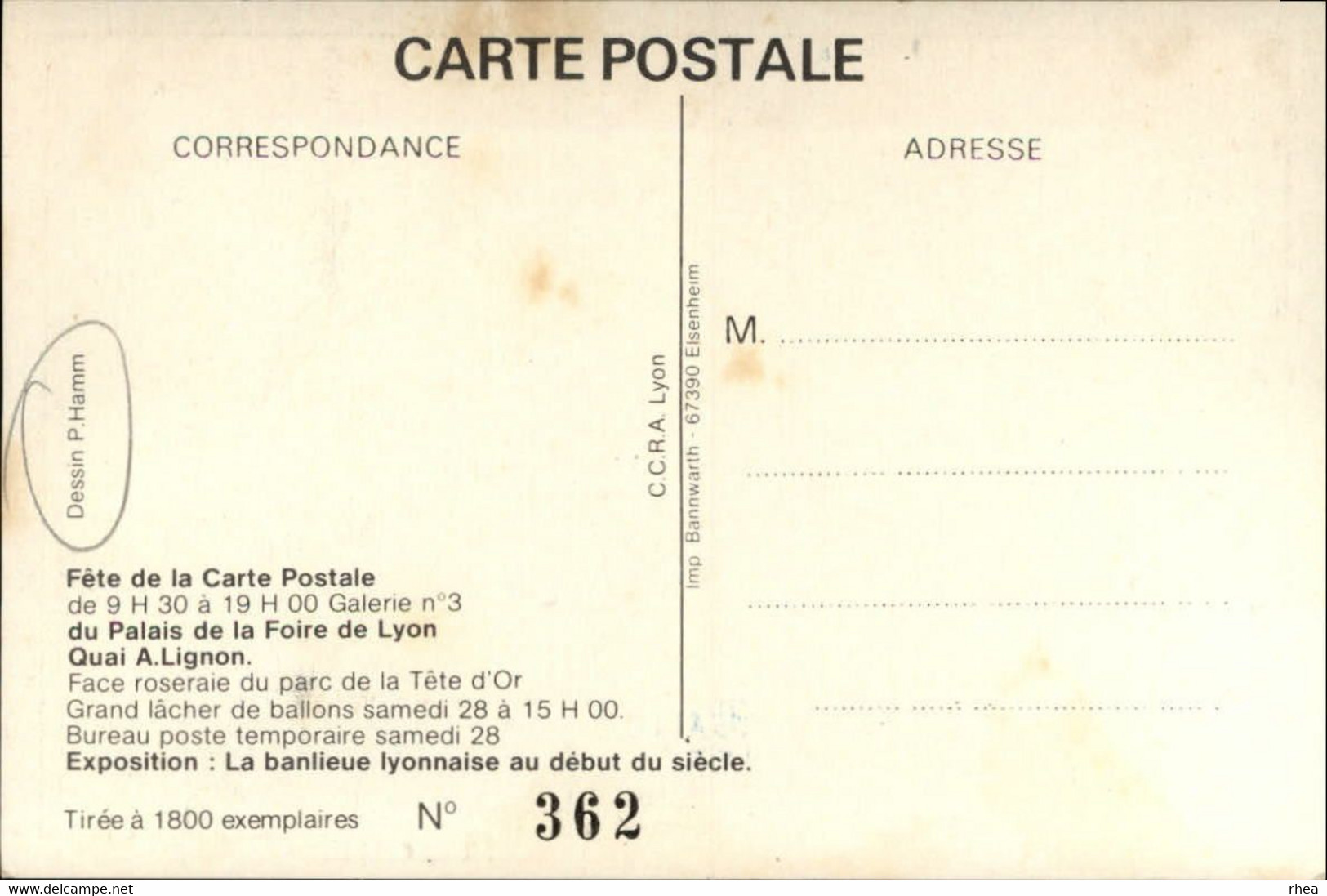 SALONS DE COLLECTIONS - Salon De Cartes Postales - LYON - Dessin De Hamm - 1984 - Guignol - Bourses & Salons De Collections