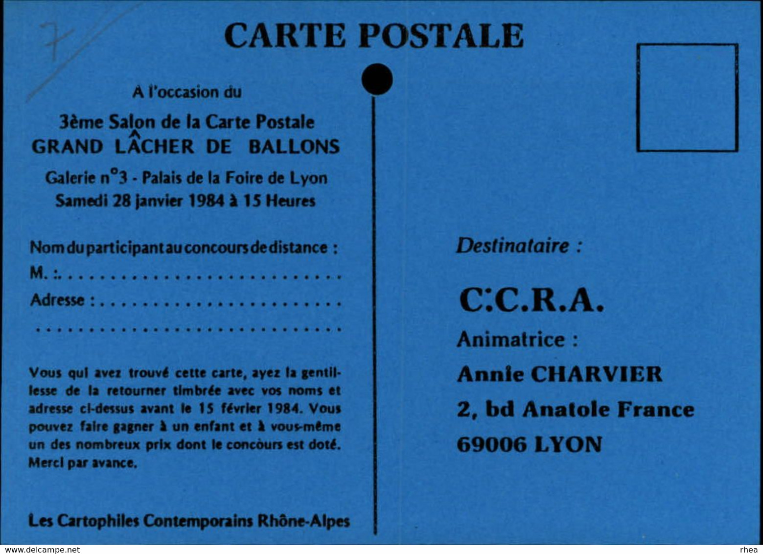SALONS DE COLLECTIONS - 3 Cartes - Salon De Cartes Postales - LYON - 1984 Et 1985 - Guignol - Lâcher De Ballons - Bourses & Salons De Collections