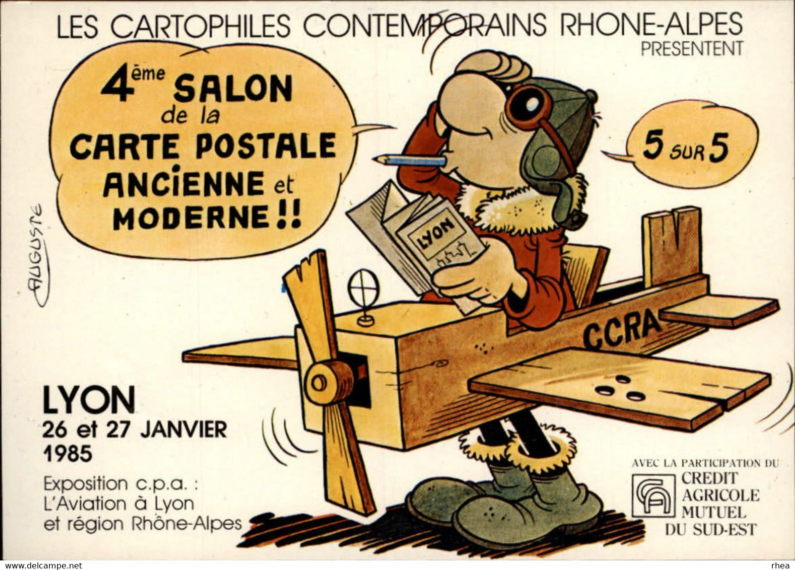 SALONS DE COLLECTIONS - Salon De Cartes Postales - LYON - 1985 - Dessin De Auguste - Bourses & Salons De Collections