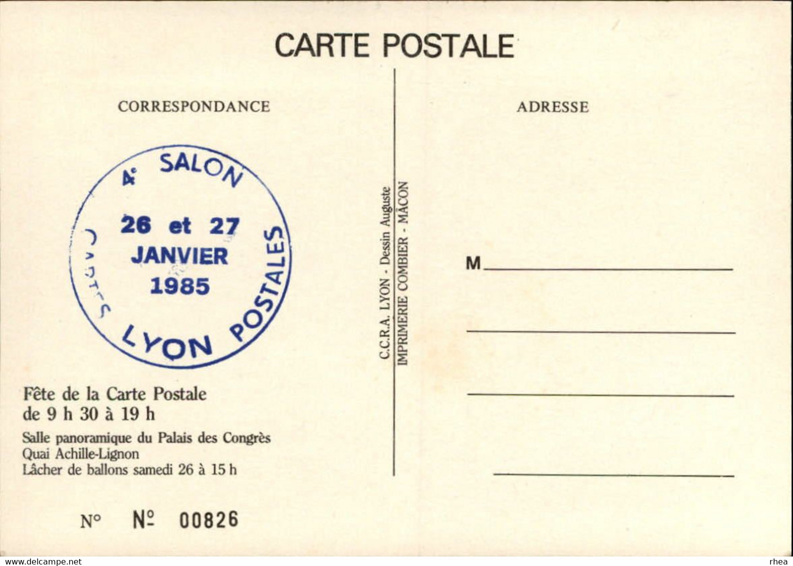 SALONS DE COLLECTIONS - Salon De Cartes Postales - LYON - 1985 - Dessin De Auguste - Bourses & Salons De Collections