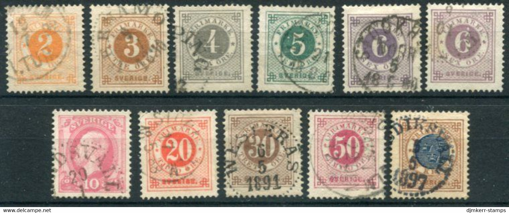 SWEDEN 1886 Definitive Set With Posthorn On Back, Used. Michel 29-38 - Used Stamps