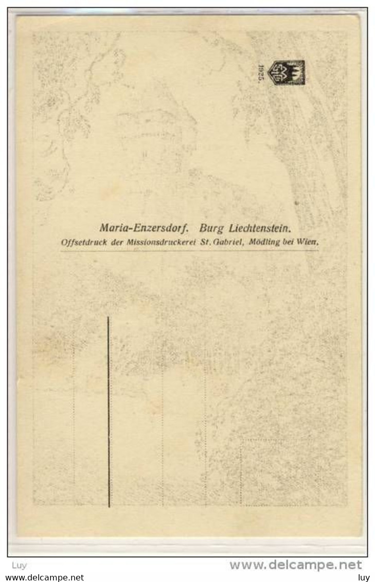 MARIA ENZERSDORF - Burg Liechtenstein   Kunst-Karte   1925 - Maria Enzersdorf