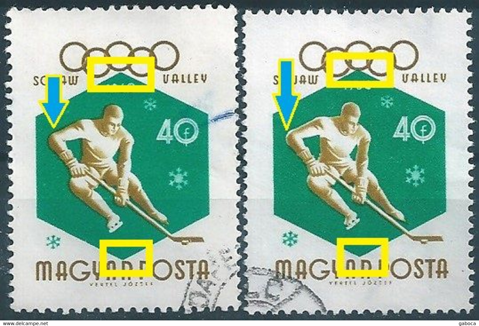 C1002 Hungary Winter Olympic Squaw Valley Sport Ice Hockey Used ERROR - Inverno1960: Squaw Valley