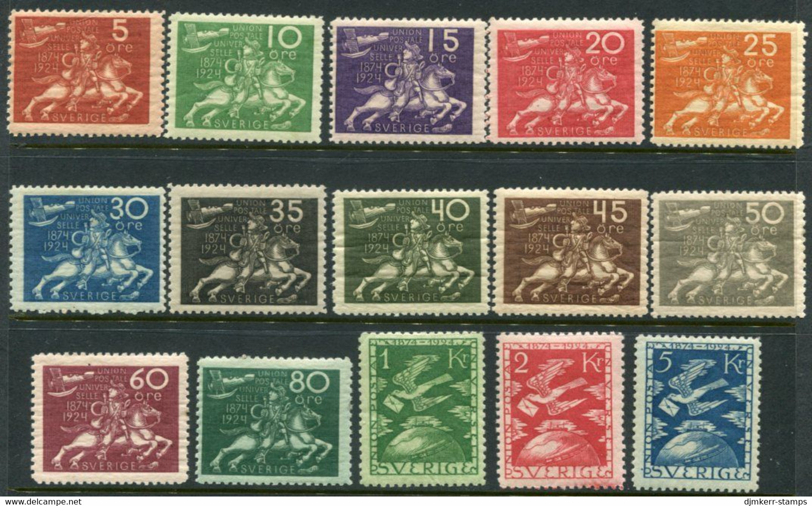 SWEDEN 1924 UPU Anniversary Set,  LHM / MNH.  Michel 159-73 - Neufs