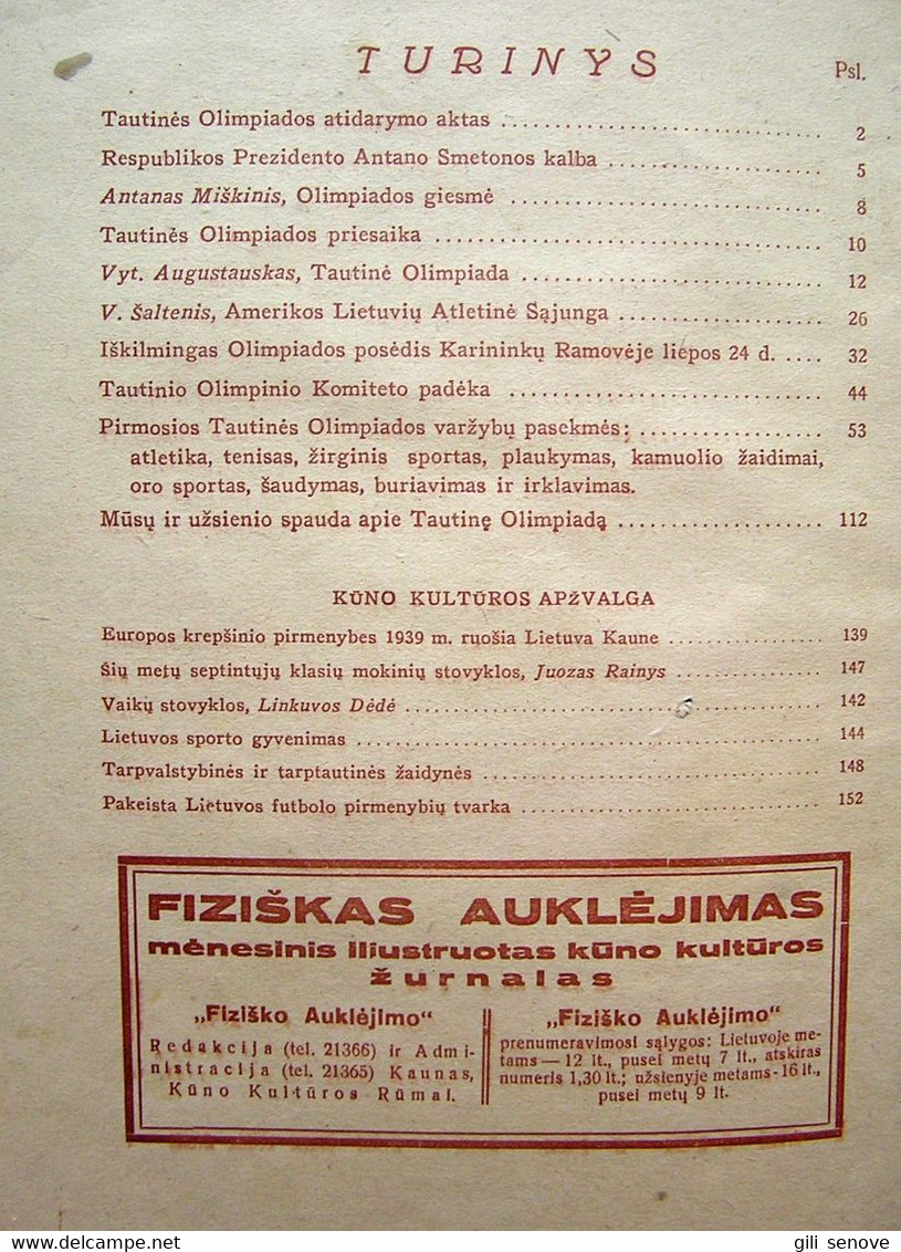 Lithuanian Book / Fiziškas Auklėjimas, Tautinė Olimpiada 1938 Nr. 7-8 - Zeitungen & Zeitschriften