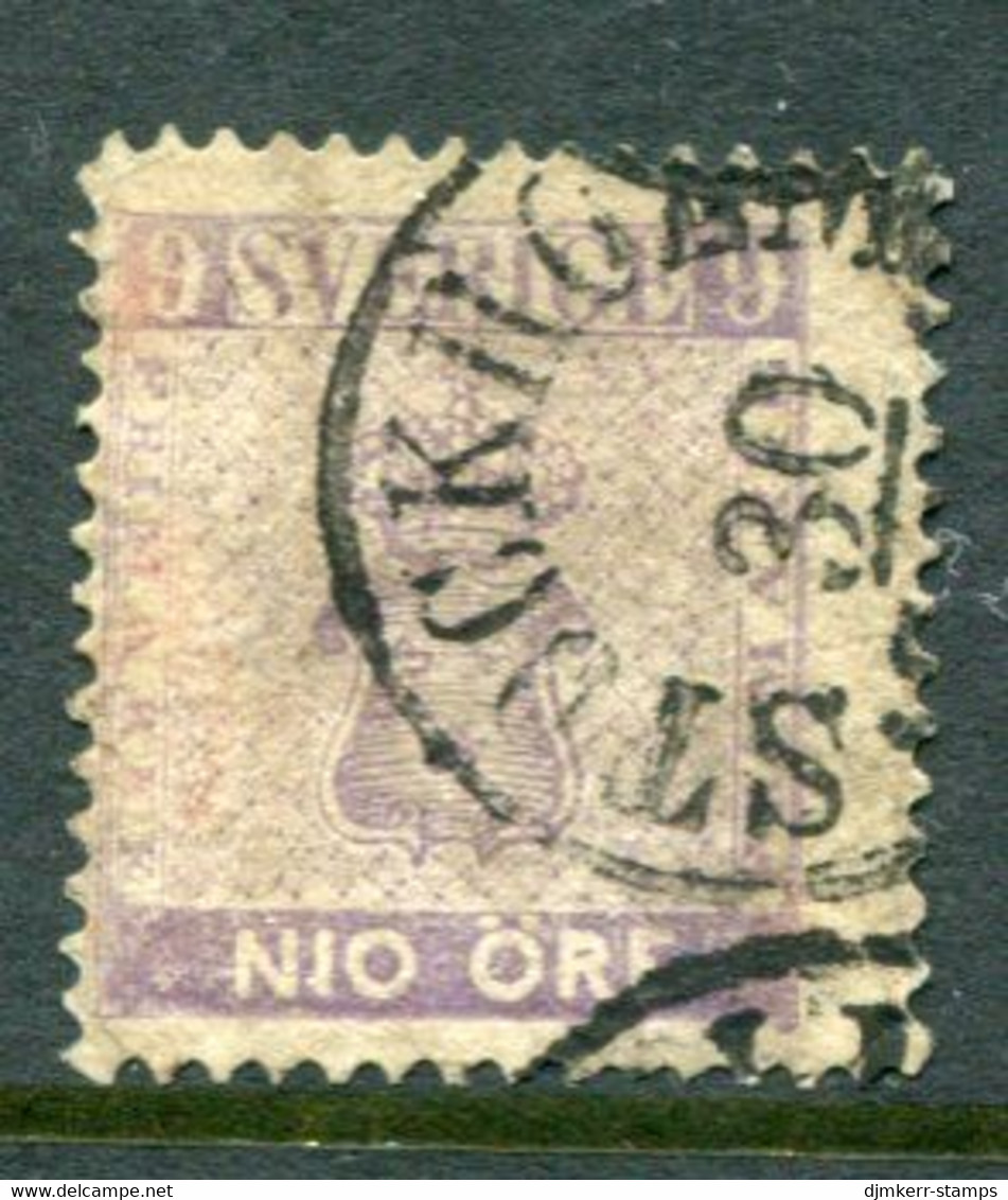 SWEDEN 1858 Nio öre Purple, Used.  SG 7, Michel 8b - Gebruikt