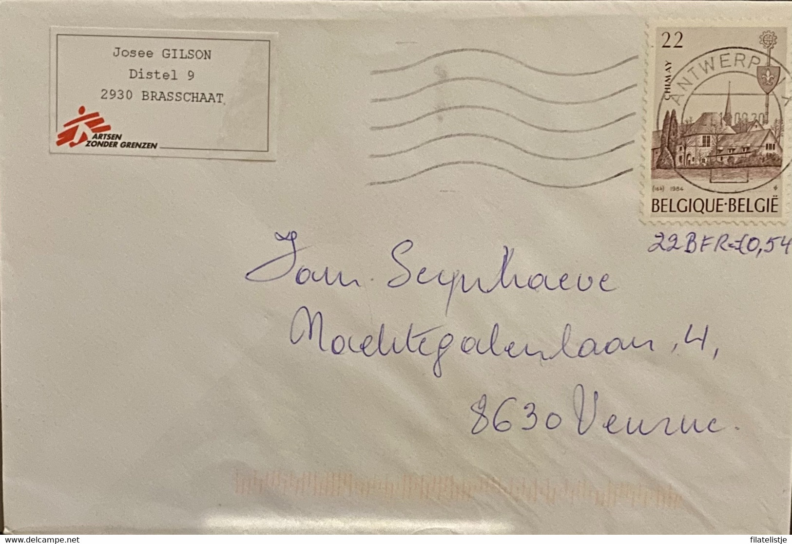 Omslag Uit België Met Zegel Nrs 2147 Used - Enveloppes