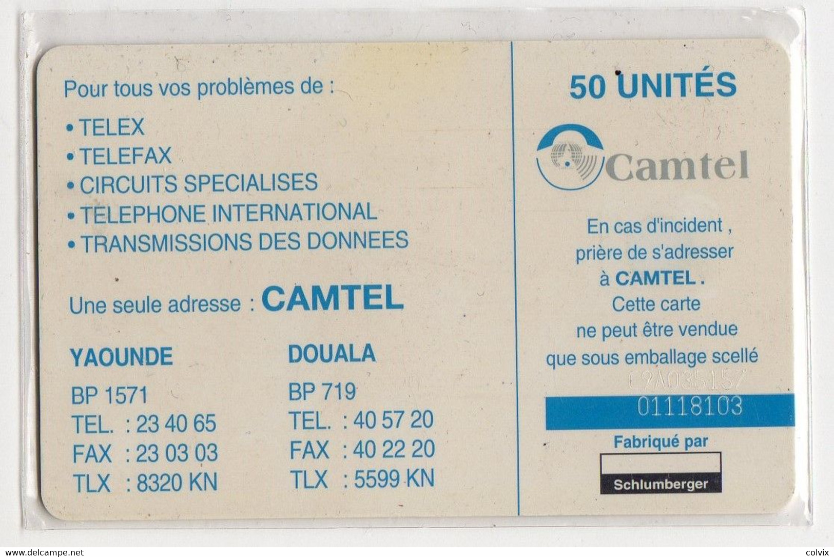 CAMEROUN REF MV CARDS CAM-39 50 U FOUMBA PALAIS DU SULTAN  Verso CAMTEL état LUXE - Cameroon