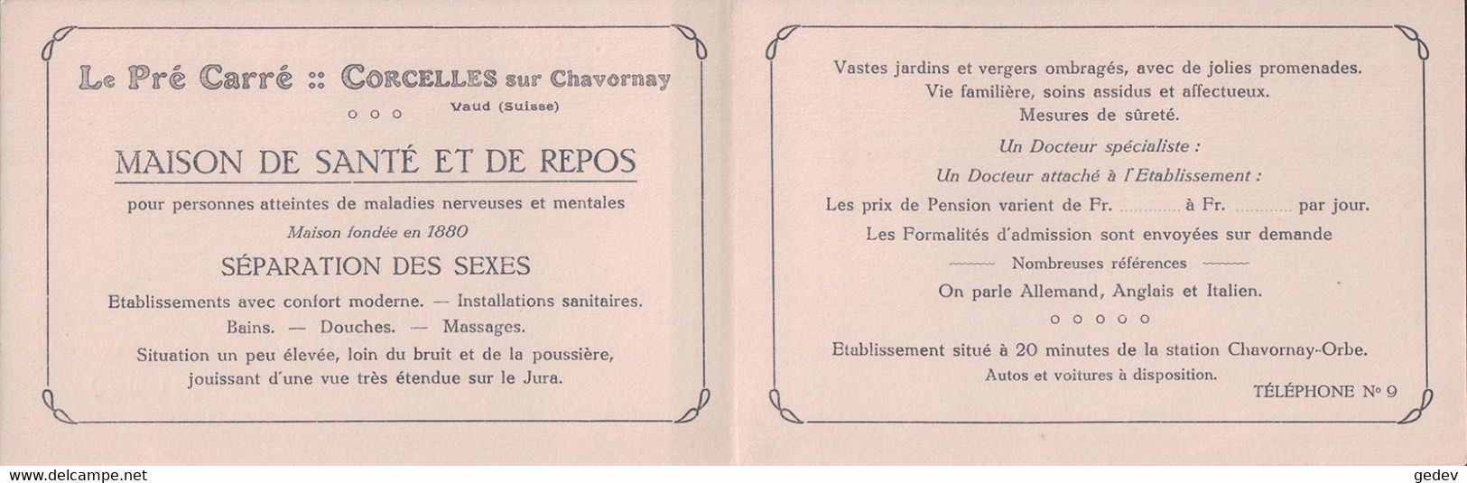 Corcelles Sur Chavornay VD, Maison De Santé Le Pré Carré Et Automobile, F. Tschantz Propriétaire, Carte Double (2012) - Chavornay