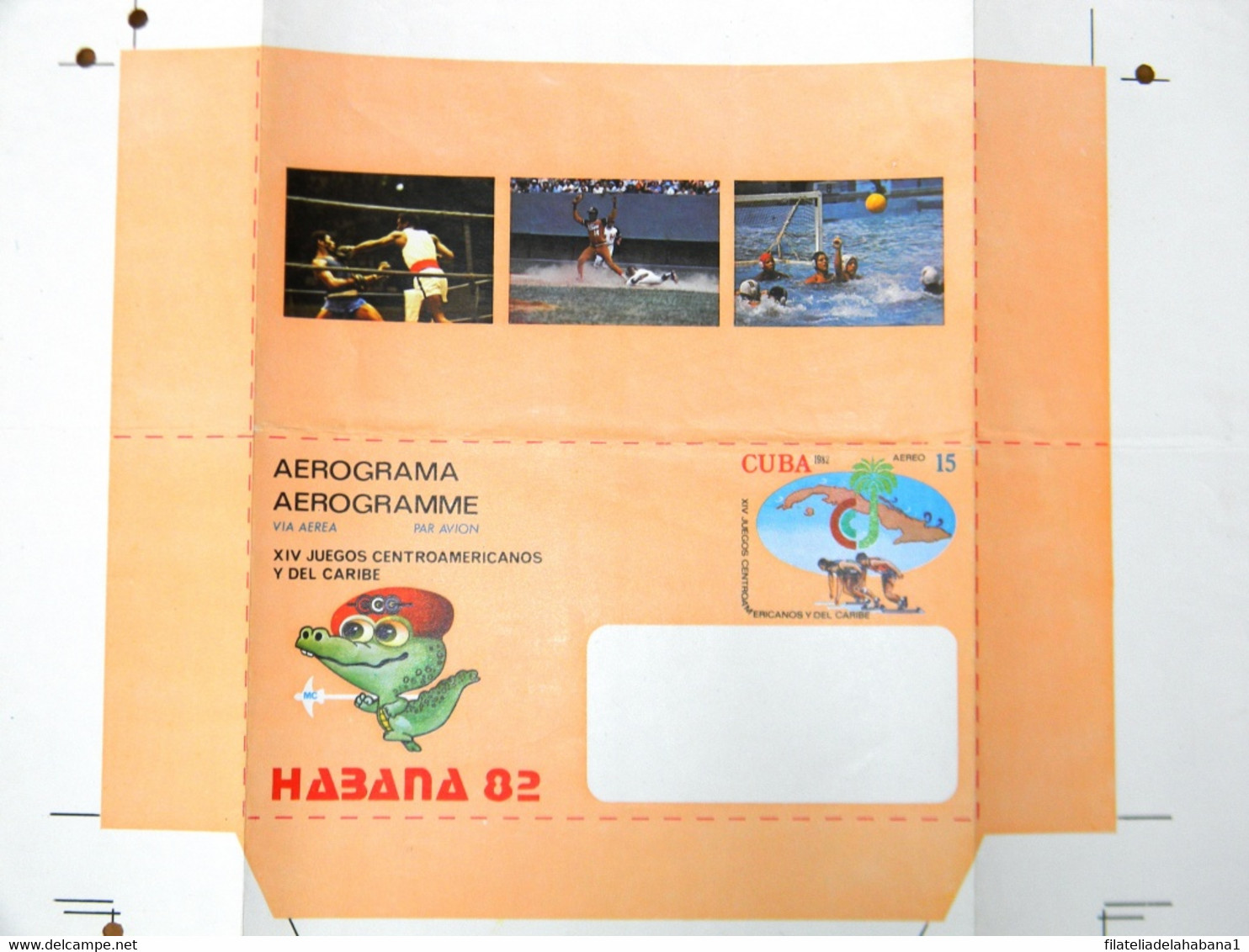 1982-EP-210 CUBA LG1990 1982 AEROGRANMME UNCUT PROOF CENTROAMERICAN GAMES BASEBALL. - Sin Dentar, Pruebas De Impresión Y Variedades