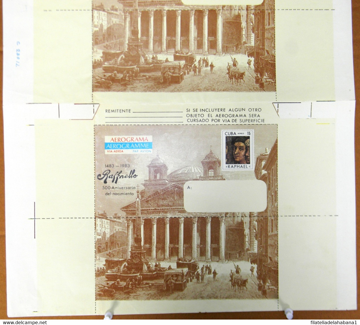 1983-EP-241 CUBA LG1992 1983 AEROGRANMME UNCUT PROOF RAPHAEL ART RAFAEL SANZIO. - Imperforates, Proofs & Errors