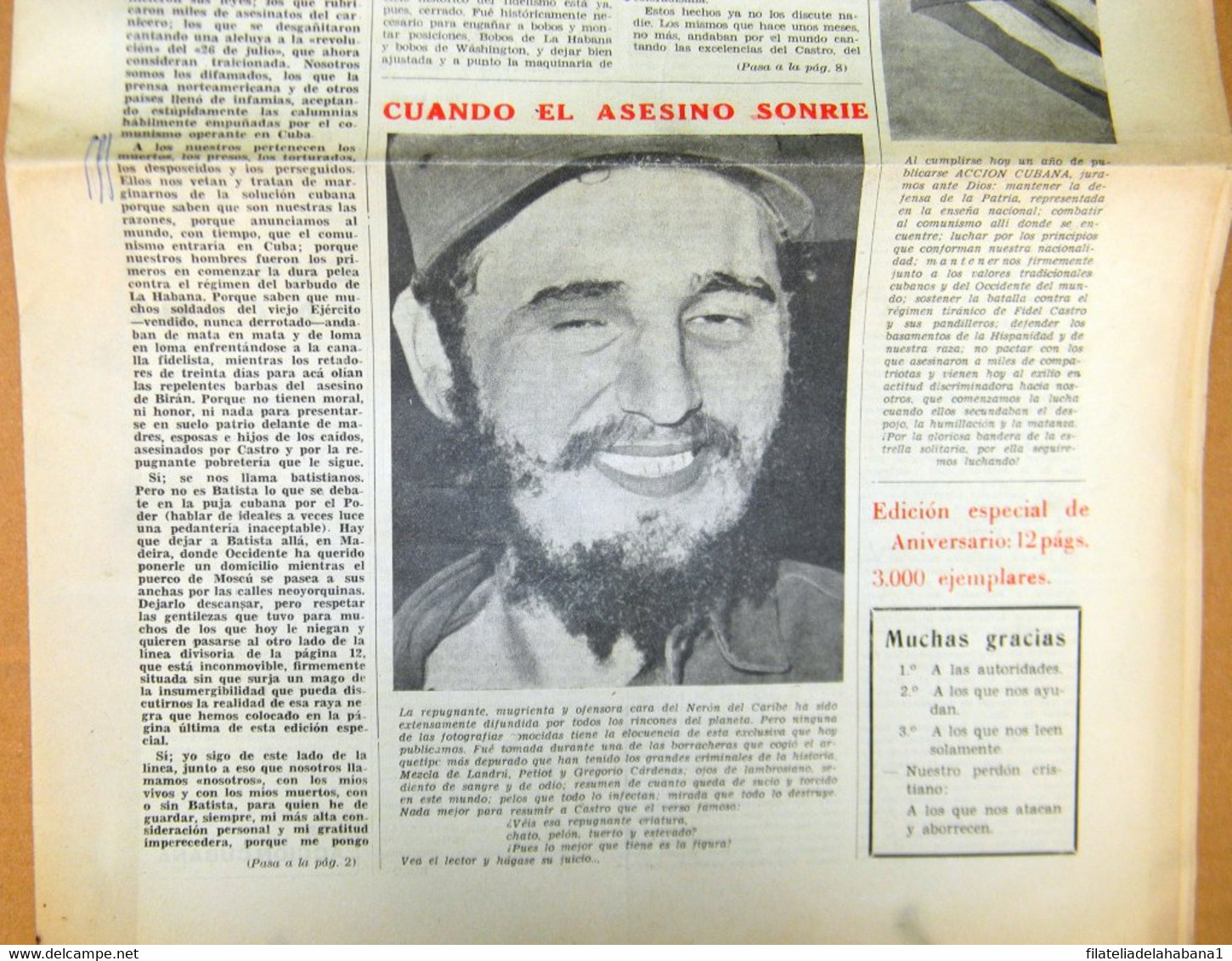 BP-324 CUBA ESPAÑA ANTICOMMUNIST NEWSPAPER ACCION CUBANA ESPAÑA PRINTING 5/NOV/1960. - [4] Themen