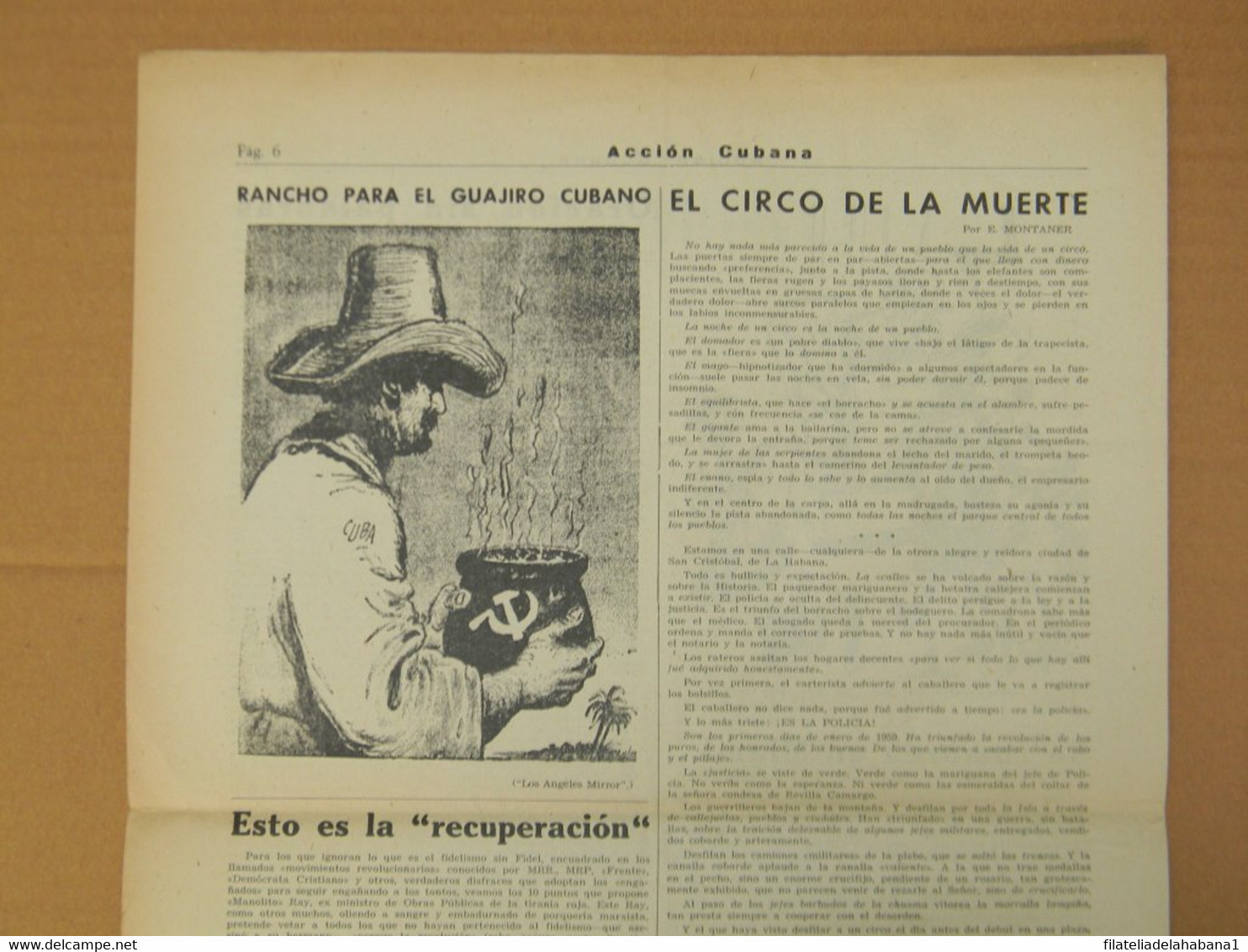 BP-329 CUBA ESPAÑA ANTICOMMUNIST NEWSPAPER ACCION CUBANA ESPAÑA PRINTING 23/MAR/1961. - [4] Temas