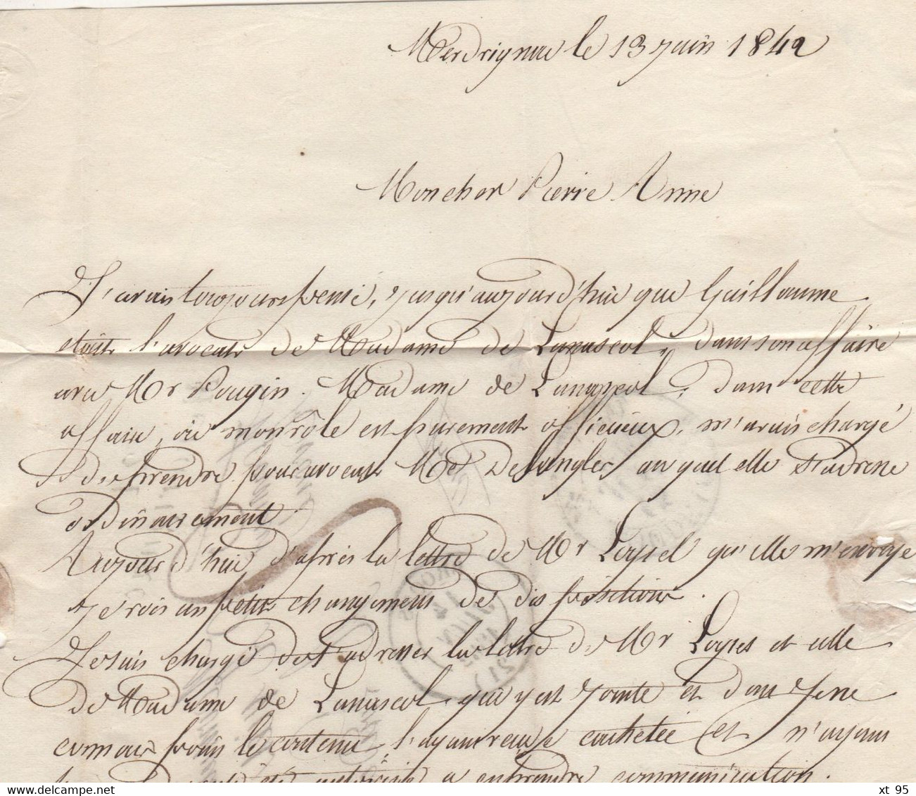 Merdrignac - 21 - Cotes Du Nord - Broons - 14 Juin 1842 - Cursive - 1801-1848: Vorläufer XIX