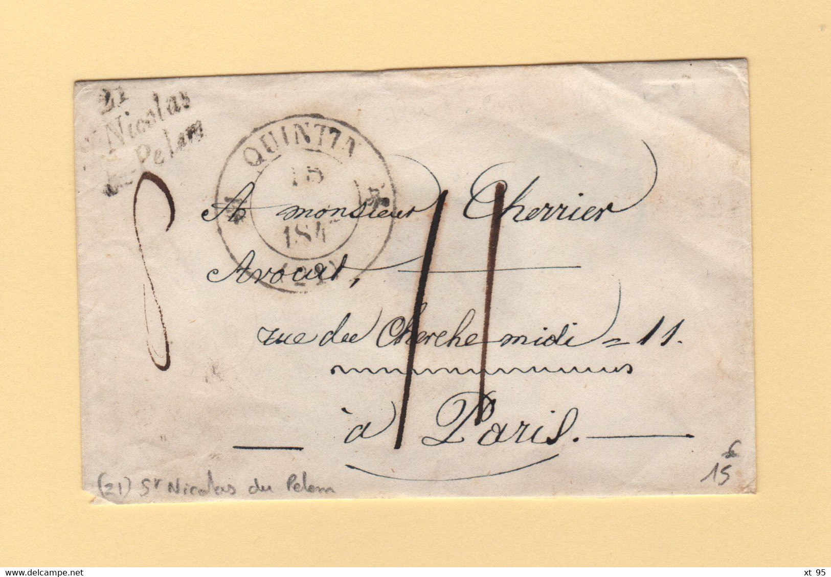 St Nicolas Du Pelem - 21 - Cotes Du Nord - Cursive - Quintin - Sans Correspondance - 1801-1848: Vorläufer XIX