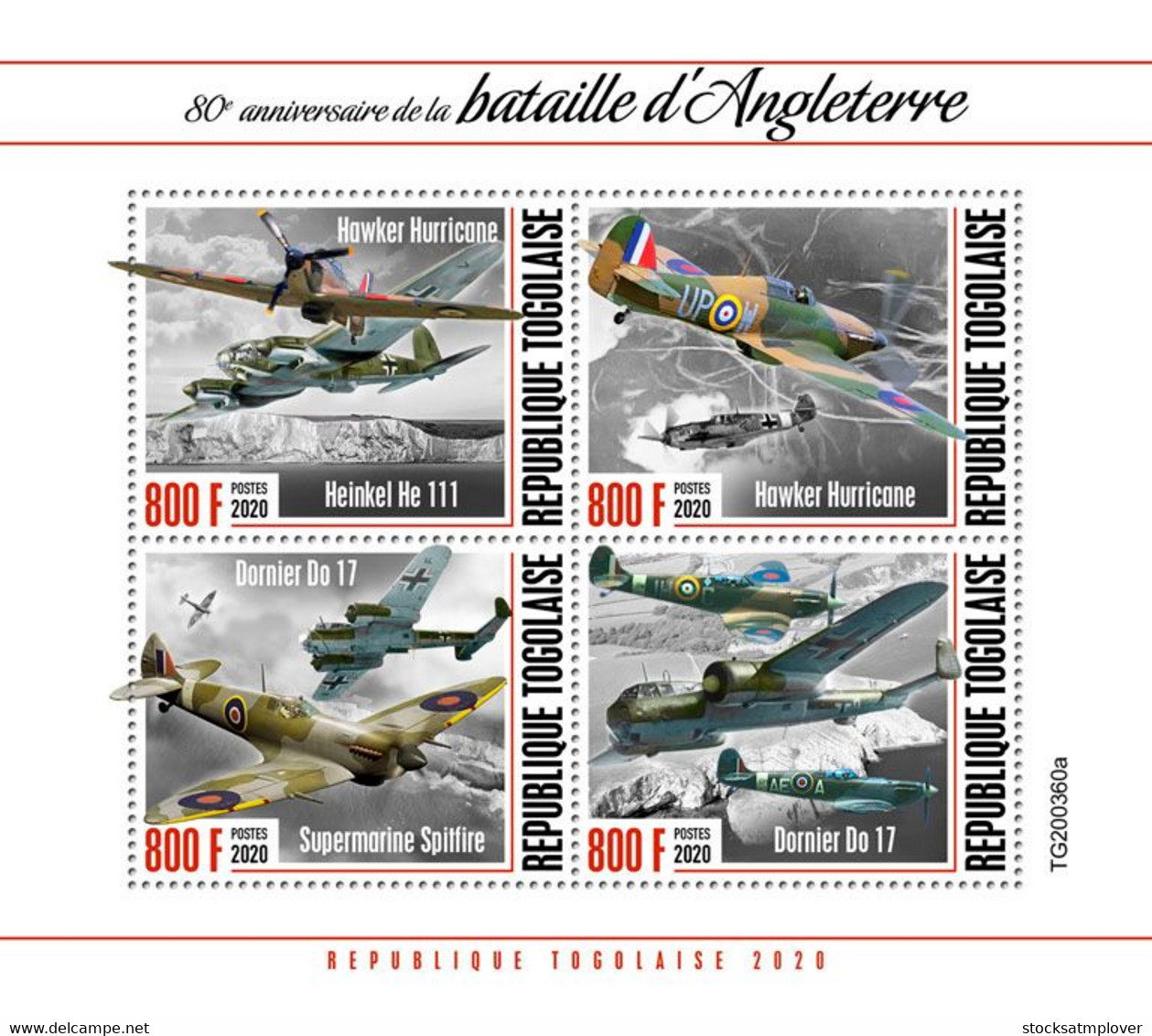 Togo  2020 Battle Of Britain，airplanes ,World War II  S202012 - Togo (1960-...)