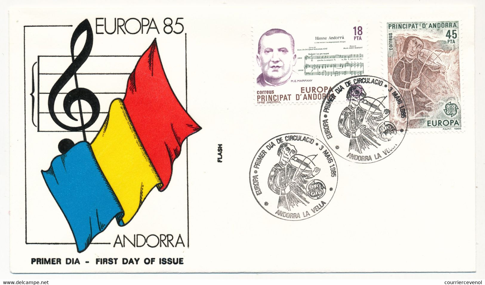 ANDORRE ESP => Enveloppe FDC => Europa 1985 - Principat D'Andorra - 3 Mai 1985 - Storia Postale