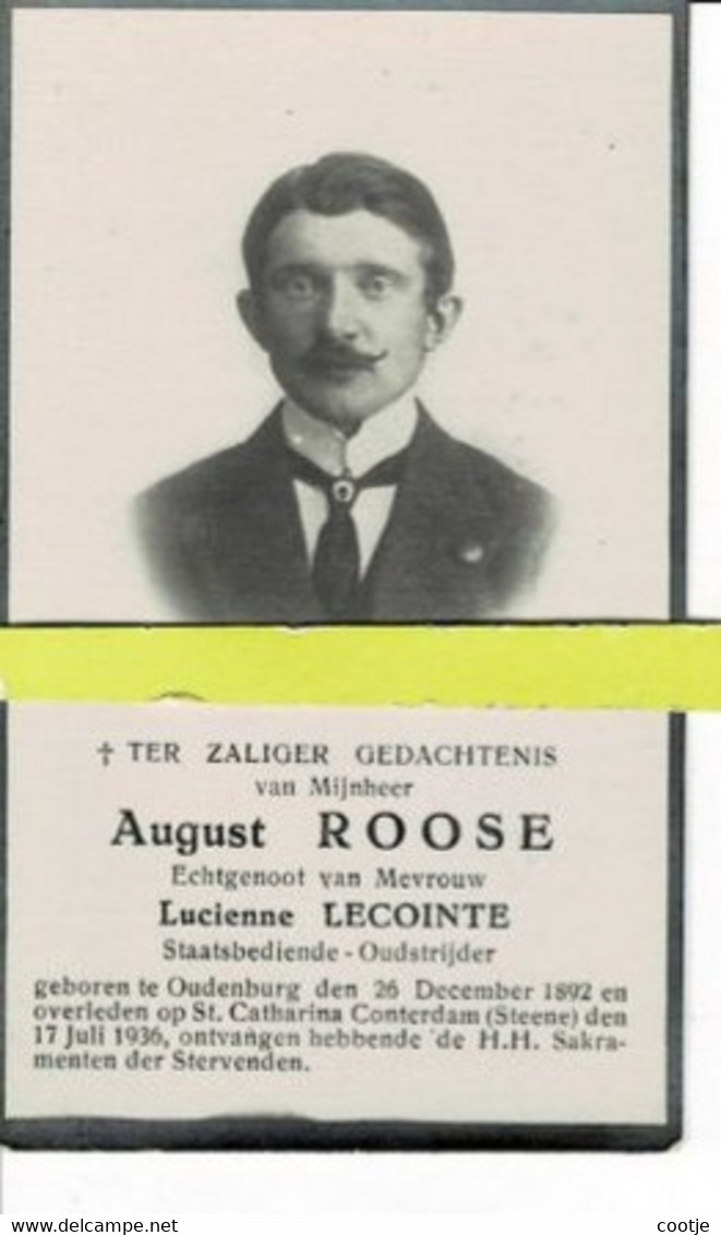 Augus Roose Echt Lucienne Lecointe O Oudenburg 1892 + Steene 1936 - Images Religieuses
