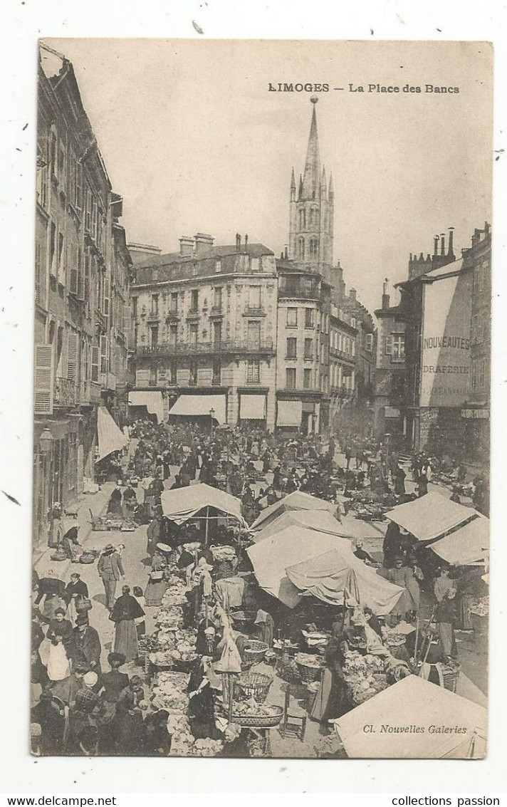 JC , Cp , Commerce ,marché ,87 , LIMOGES , La Place Des BANCS , Vierge , Ed. Nouvelles Galeries - Marktplaatsen