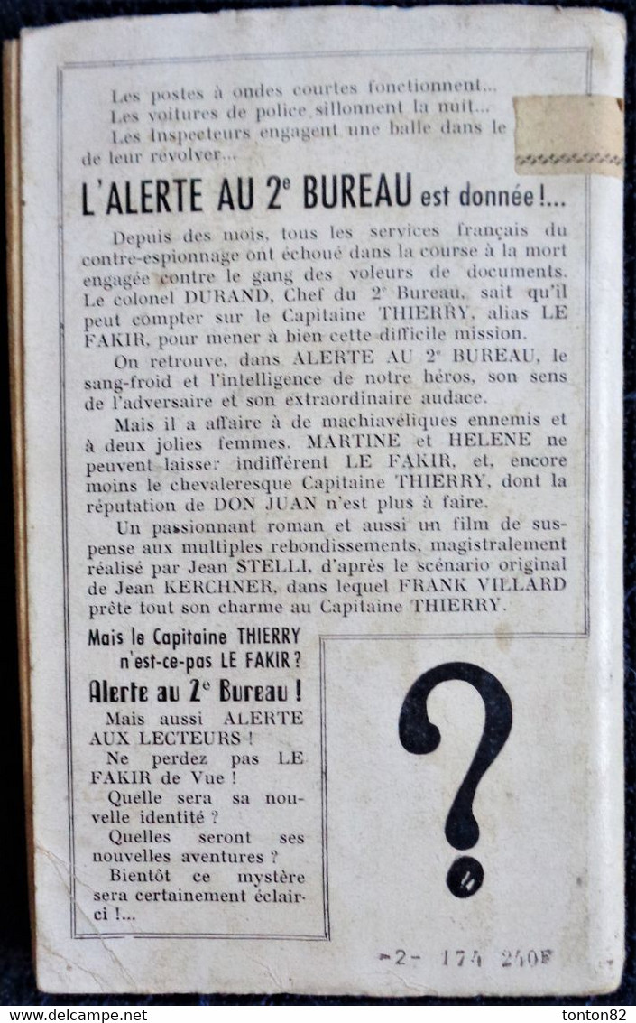 Max Jordan - Alerte Au 2ème Bureau - " Le Fakir " N° 2 - Éditions Grand Damier " Espionnage " - ( 1957 ) . - Andere & Zonder Classificatie