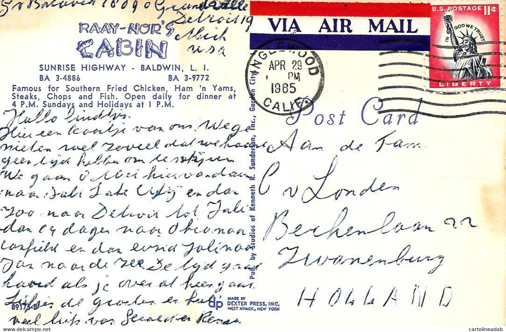 [DC12554] CPA - BALDWIN - SUNRISE HIGHWAY - Viaggiata 1965 - Old Postcard - American Roadside