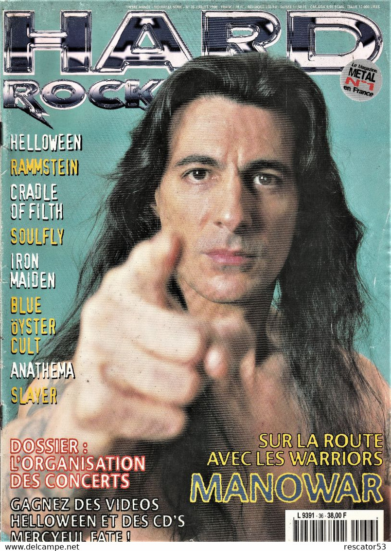 Revue Hard Rock N°36 JUILLET 1998 AVEC POSTER Concert De Van Hallen Au Zénith De Paris - Objets Dérivés