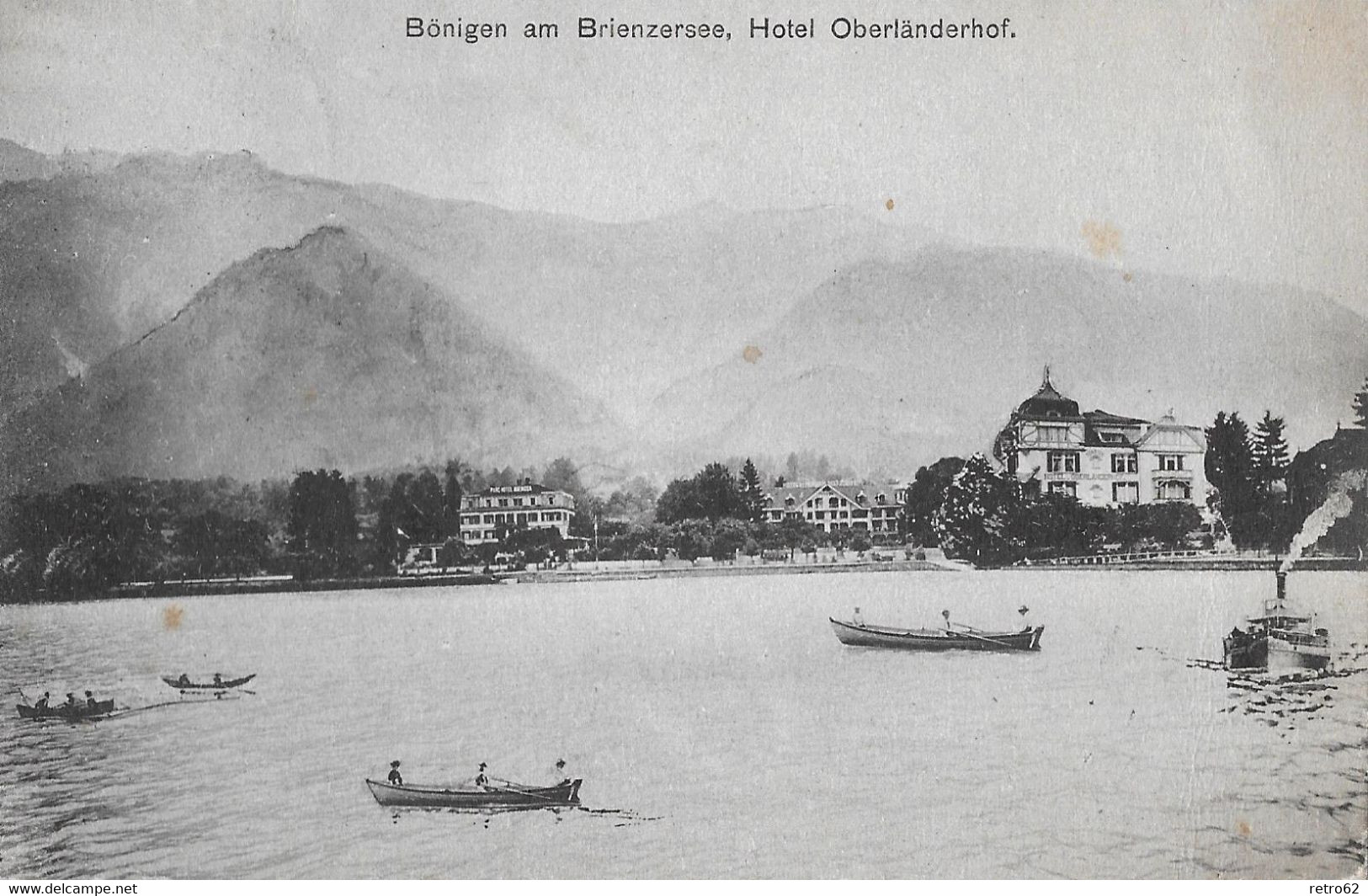 BÖNIGEN → Ruderboote Vor Dem Hotel Oberländerhof, Glückwunschkarte  Anno 1915 - Bönigen
