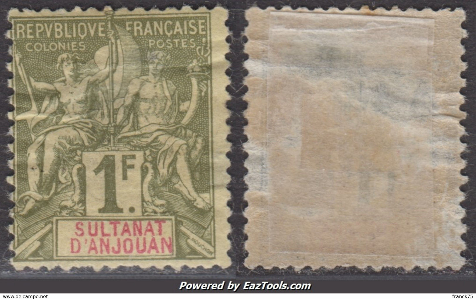 1Fr Anjouan Neuf * (Dallay N° 13 , Cote 100€ ) - Unused Stamps