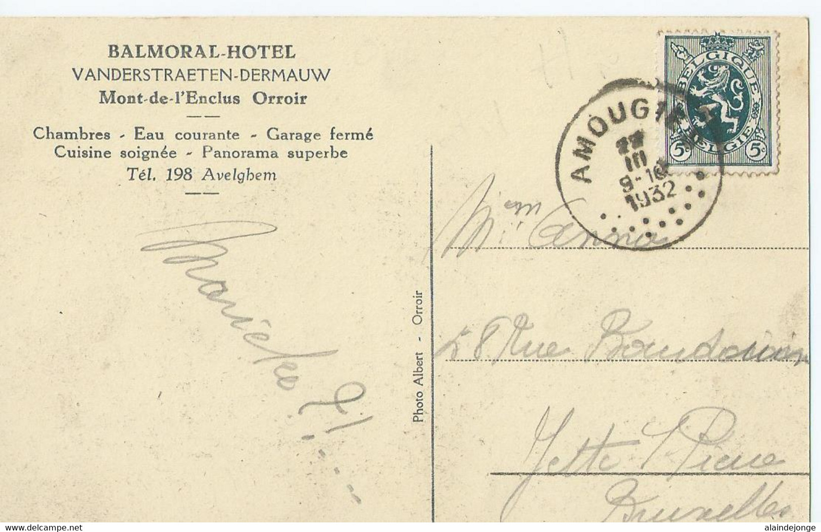 Orroir - Mont-de-l'Enclus - Balmoral-Hôtel - 1932 - Kluisbergen