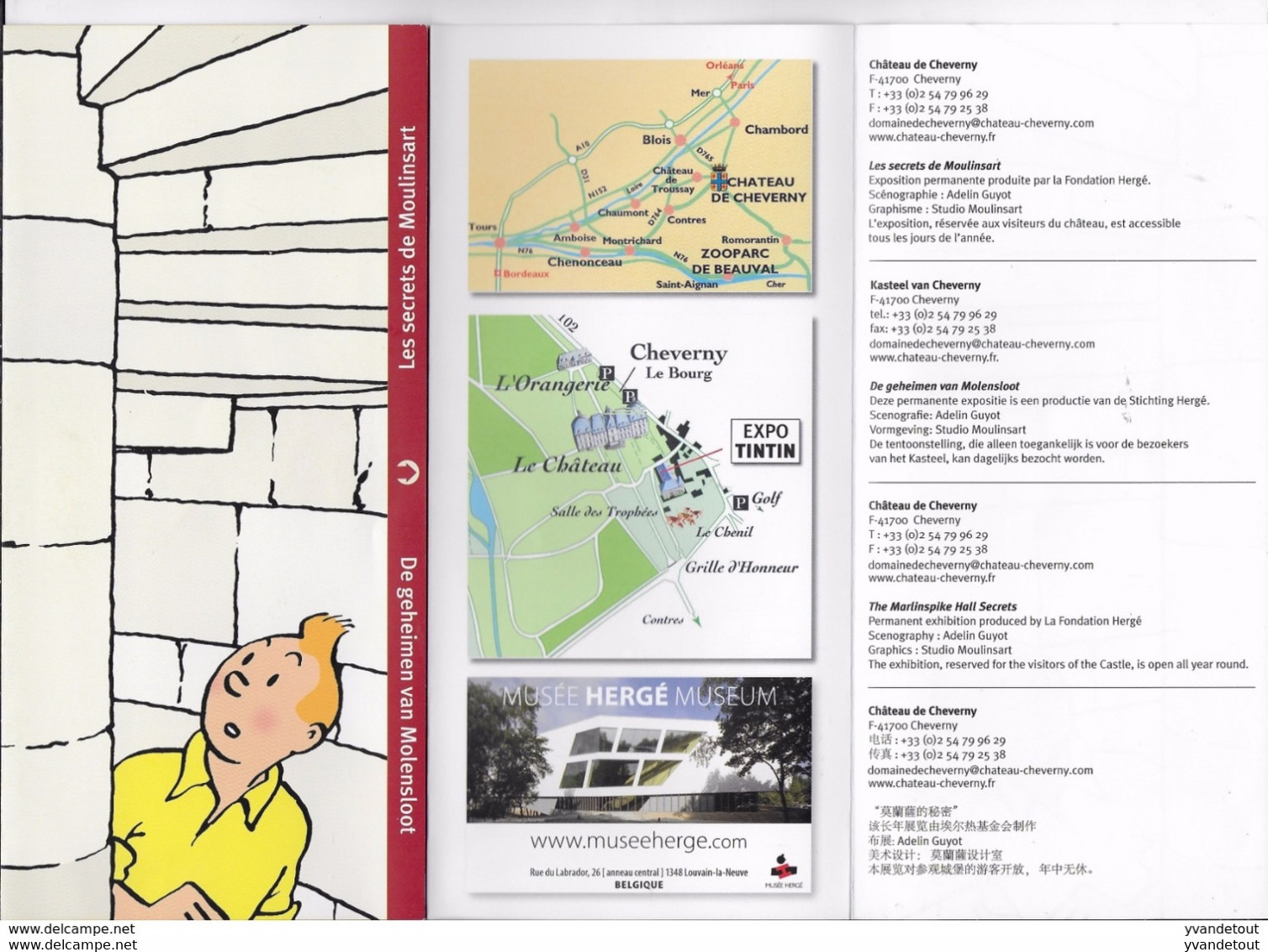 Dépliant Les Secrets De Moulinsart - Musée Tintin Hergé - Château De Cheverny - Affiches & Offsets