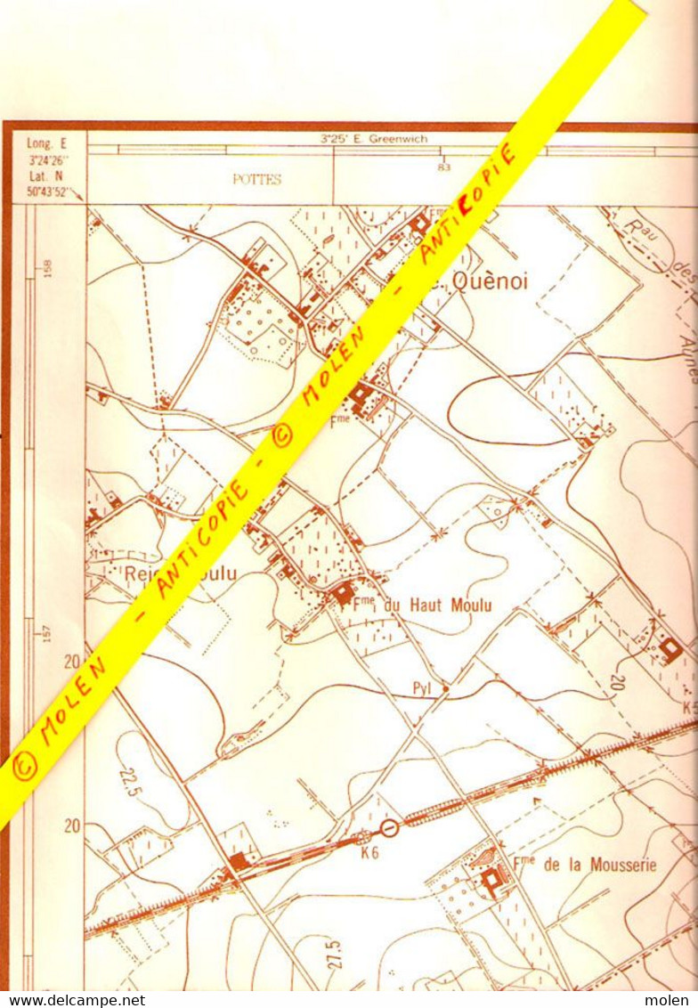 Etat En 1960 CELLES-LEZ-TOURNAI CARTE D ETAT MAJOR MOLENBAIX VELAINES POPUELLES MELLES QUARTES MOURCOURT BIZENCOURT S348 - Celles