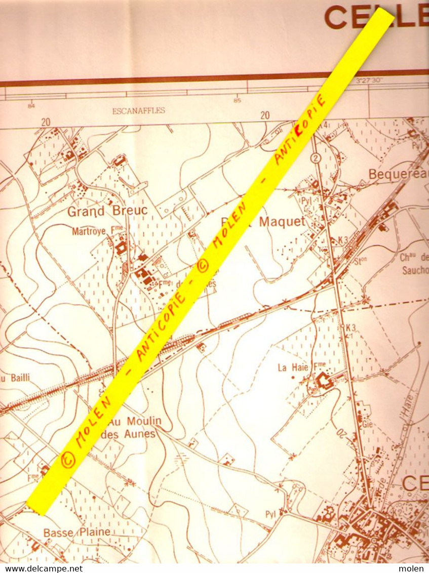 Etat En 1960 CELLES-LEZ-TOURNAI CARTE D ETAT MAJOR MOLENBAIX VELAINES POPUELLES MELLES QUARTES MOURCOURT BIZENCOURT S348 - Celles