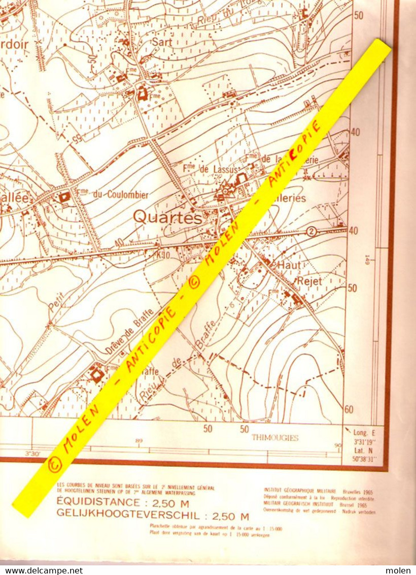 Etat en 1960 CELLES-LEZ-TOURNAI CARTE D ETAT MAJOR MOLENBAIX VELAINES POPUELLES MELLES QUARTES MOURCOURT BIZENCOURT S348