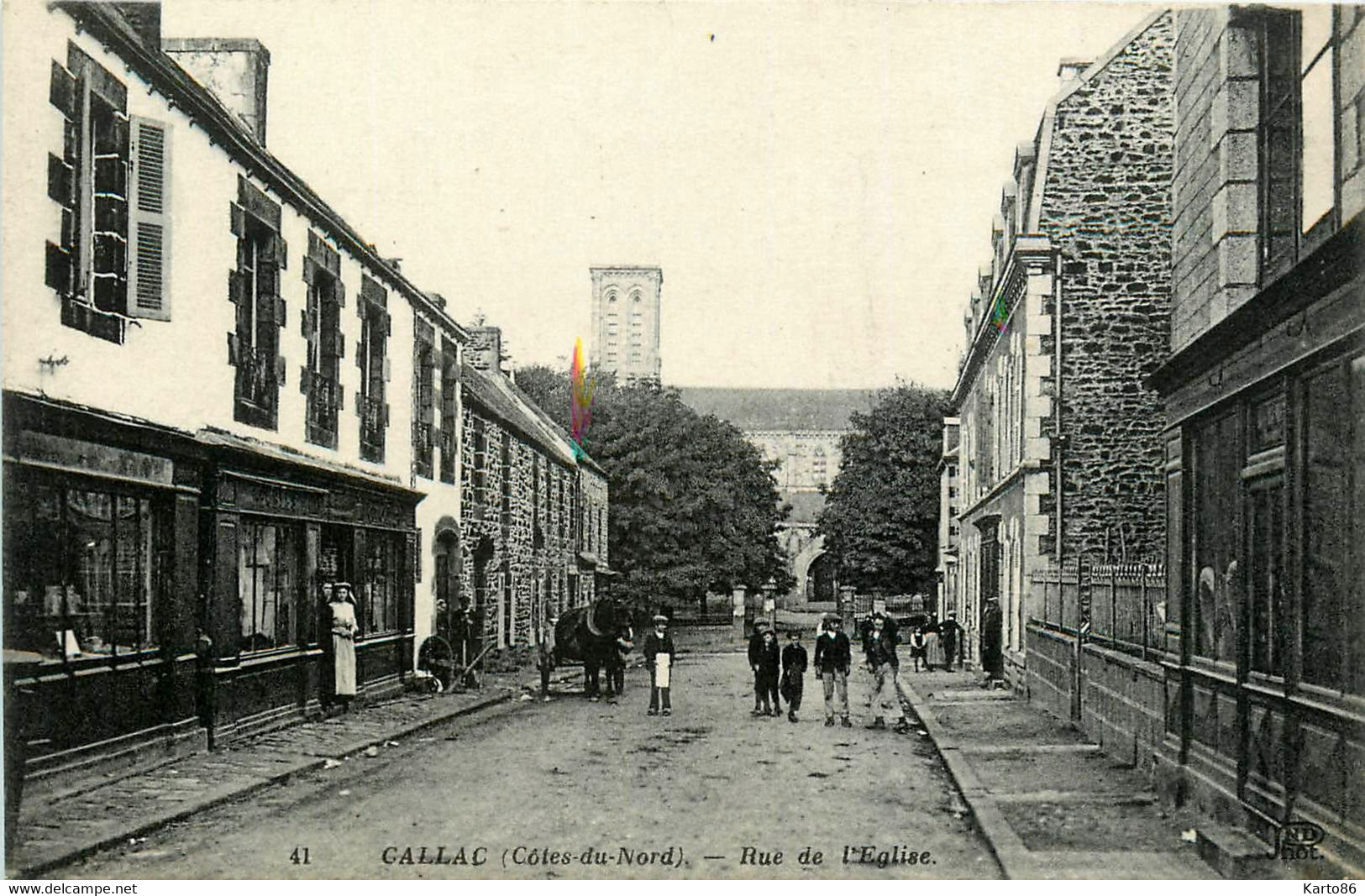 Callac * La Rue De L'église * Attelage Villageois - Callac