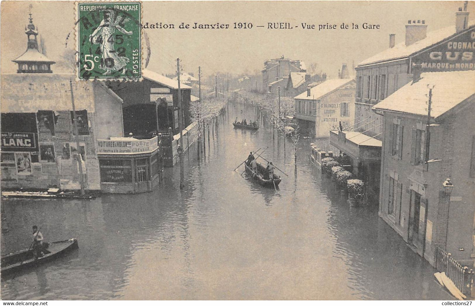 92-RUEIL- INONDATION DE JANVIER 1910- VUE PRISE DE LA GARE - Rueil Malmaison