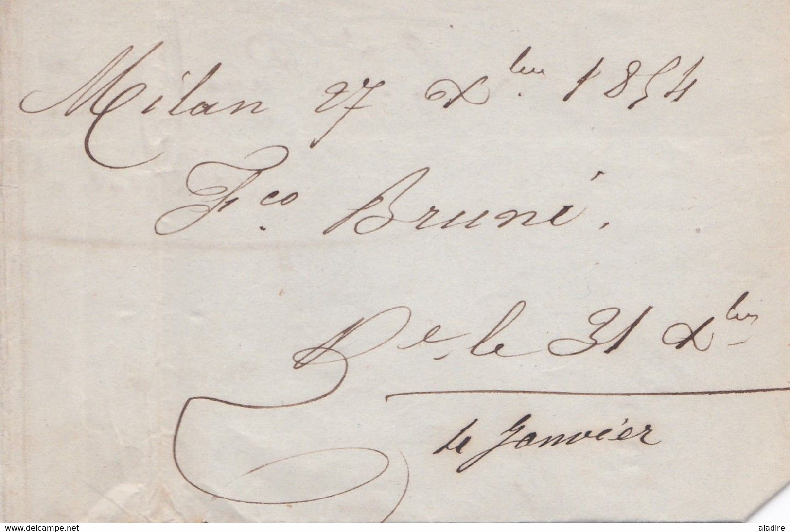 1854 - Lettre pliée avec correspondance de Milano vers Marseille, France - entrée Autriche Besancon - taxe 10