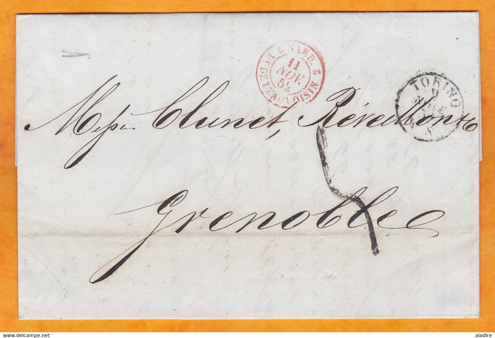 1852 - Lettre Pliée Avec Correspondance De Torino Vers Grenoble, France - Entrée Pont De Beauvoisin - Sicily