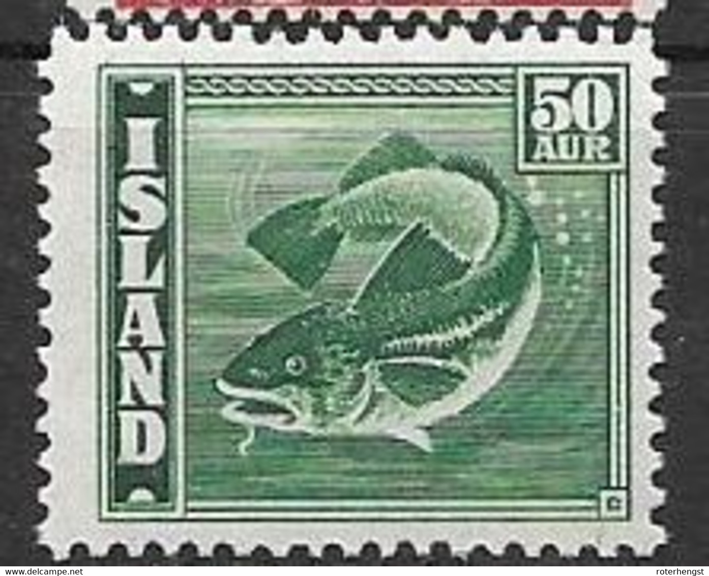 1944 Iceland Mint Hinged * Best Perf L14 (50 Euros) Fish - Luftpost