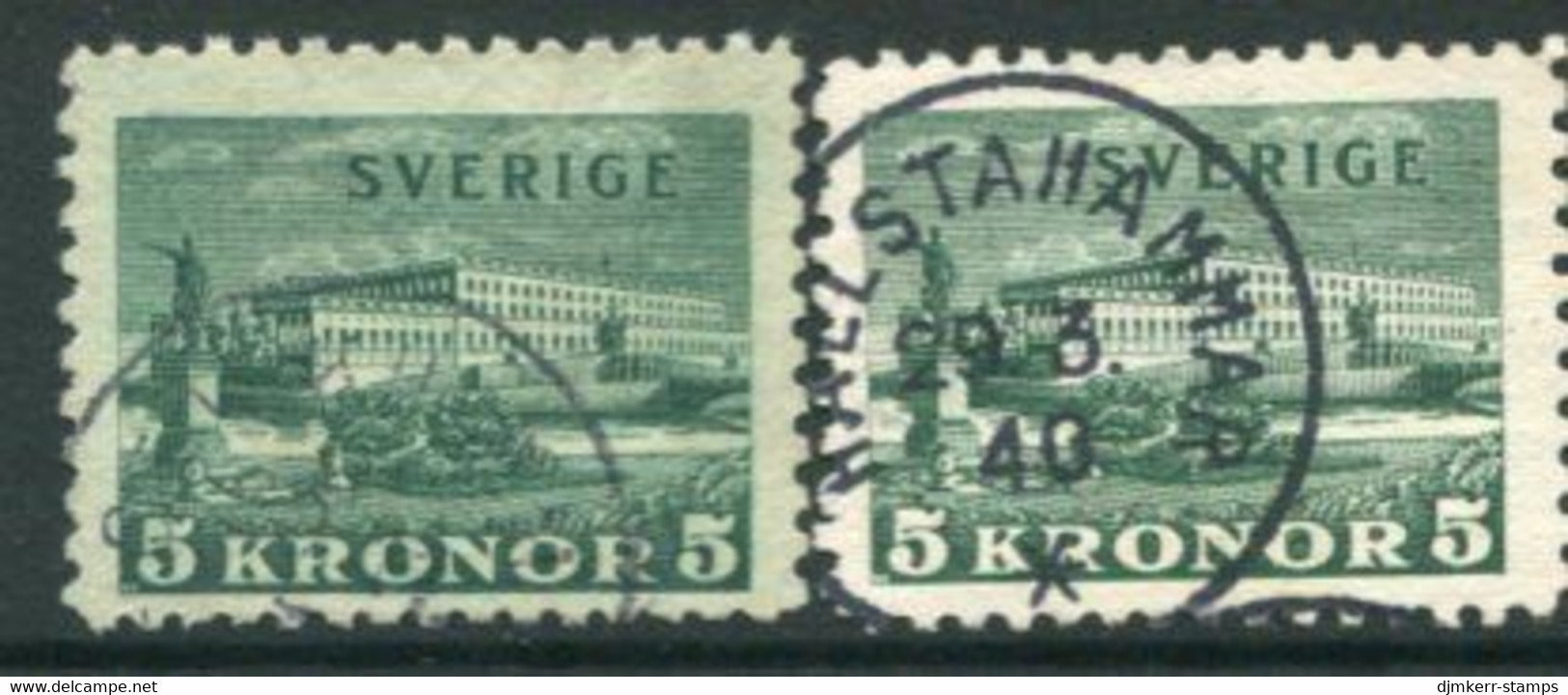 SWEDEN 1931 Royal Palace 5 Kr. On Both Papers,  Used - Oblitérés