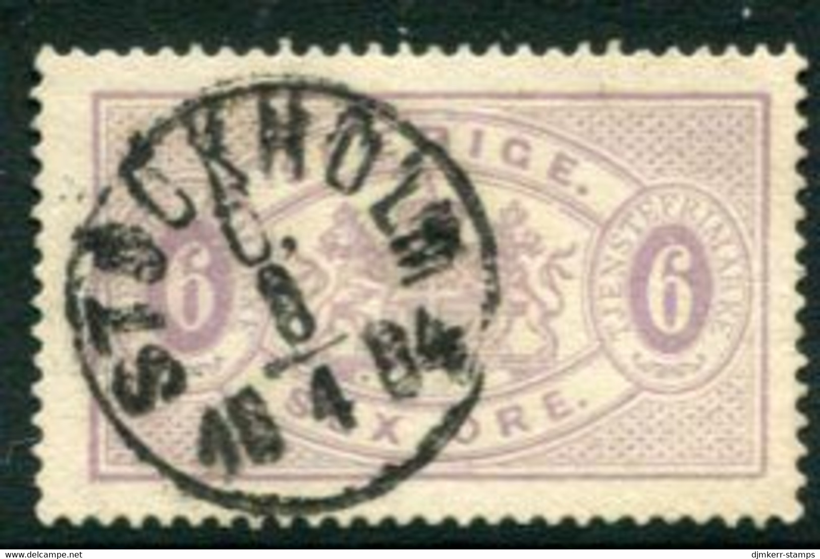 SWEDEN 1876 Official 6 öre Lilac Perforated 13, Fine Used. Michel 4Ba - Dienstmarken