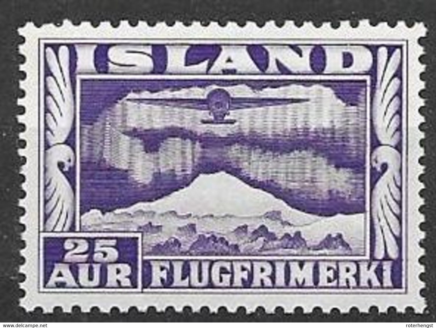 1934 Iceland Airmail Mnh ** 75 Euros Good Perf 12,5-14 - Luftpost