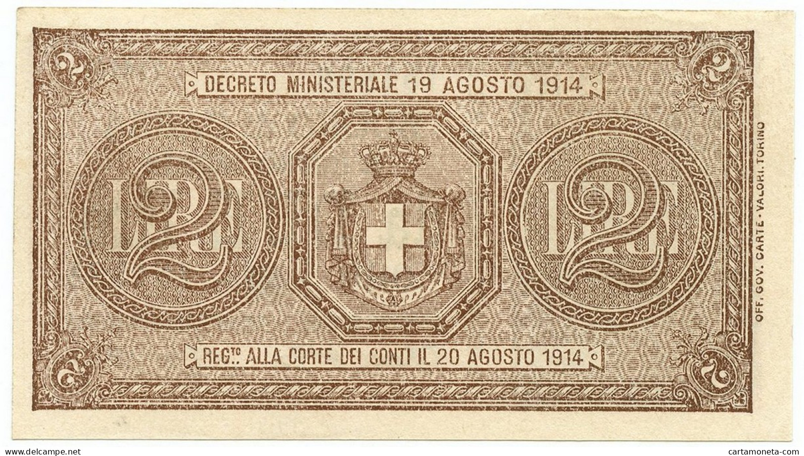 2 LIRE BUONO DI CASSA EFFIGE VITTORIO EMANUELE III 02/09/1914 QFDS - Regno D'Italia – Other