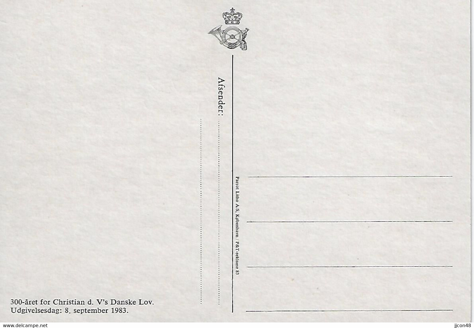 Denmark  1983  300th Ann.of Christian V`s Danish Law  (**) Mi.783 Maxi Card - Maximumkaarten