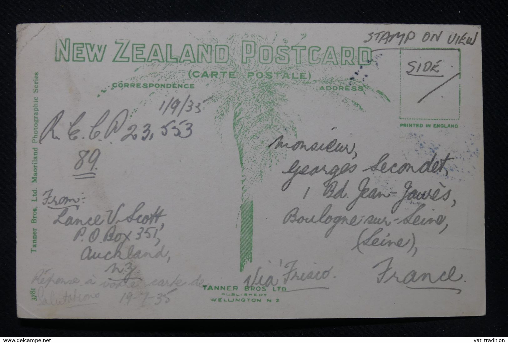 NOUVELLE ZÉLANDE - Affranchissement De Auckland Sur Carte Postale ( Gare ) En 1935  Pour La France - L 87609 - Lettres & Documents