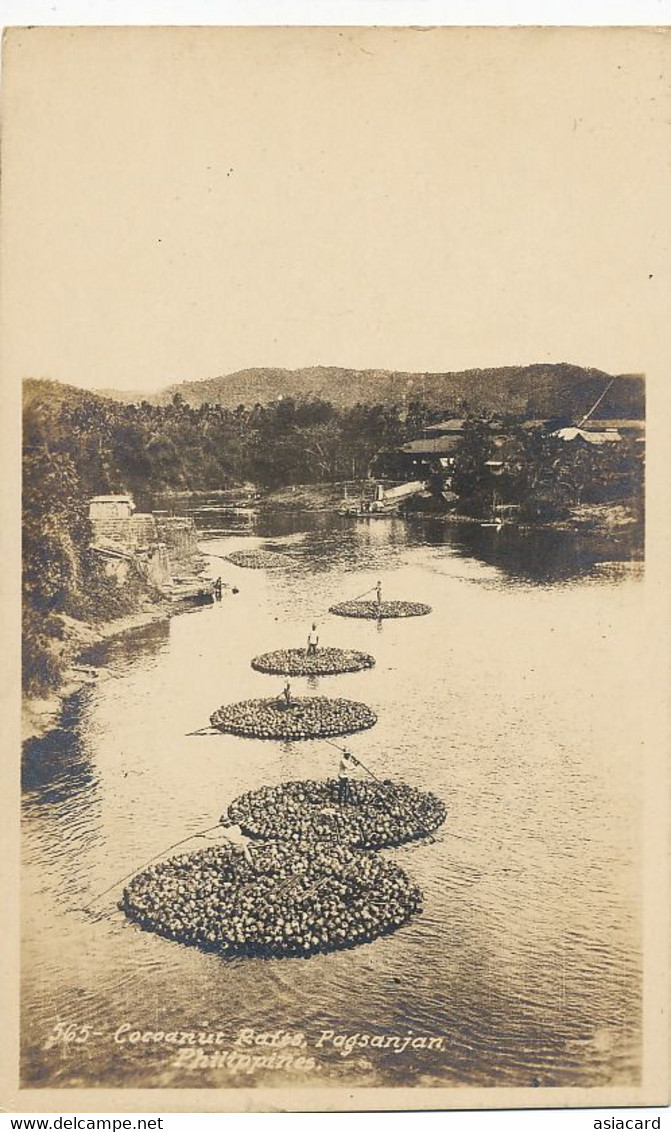 Real Photo Coconut Rafts Pagsanjan On The River . Wooden Boats Made Odf Coconuts - Philippines