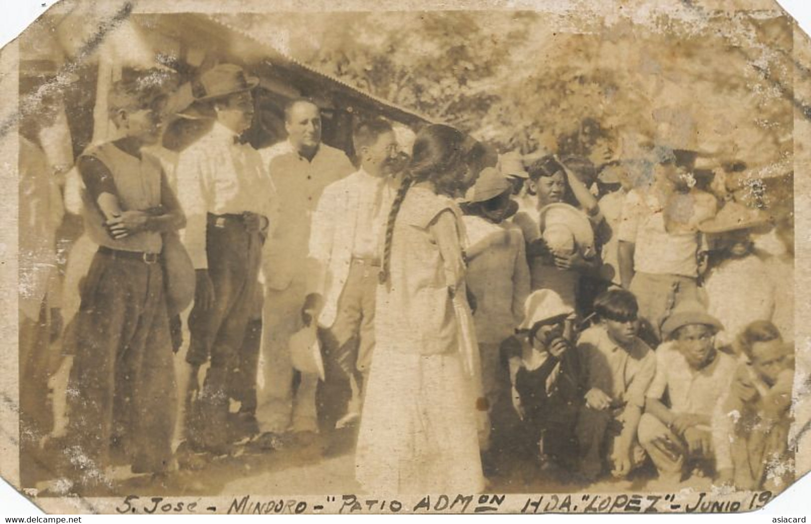 Real Photo San José Mindoro  Patio Administration American Colonists And Natives - Philippines